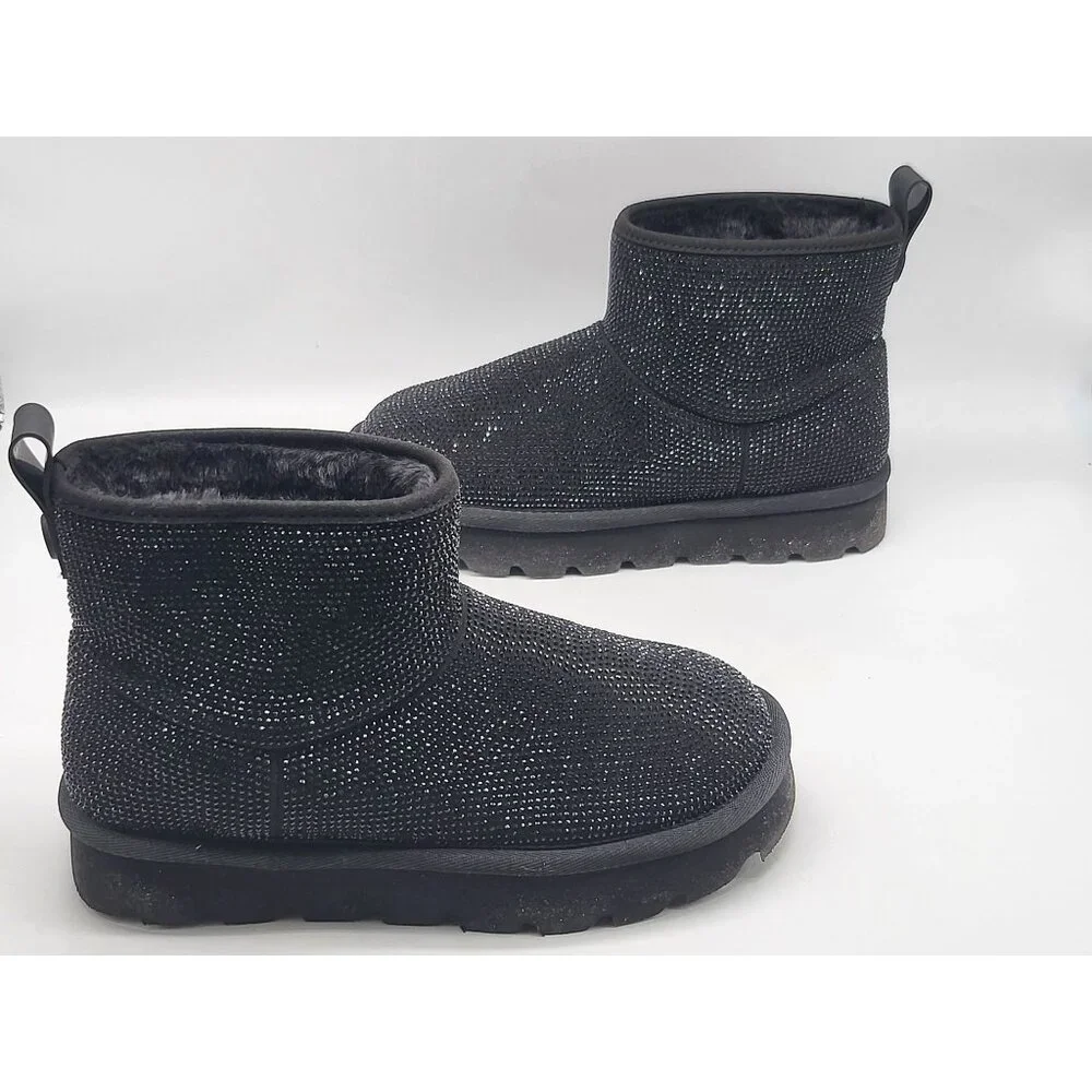 Michael Kors Winnie Sparkle Bootie Black Glitter Ankle Boots Womens 7M